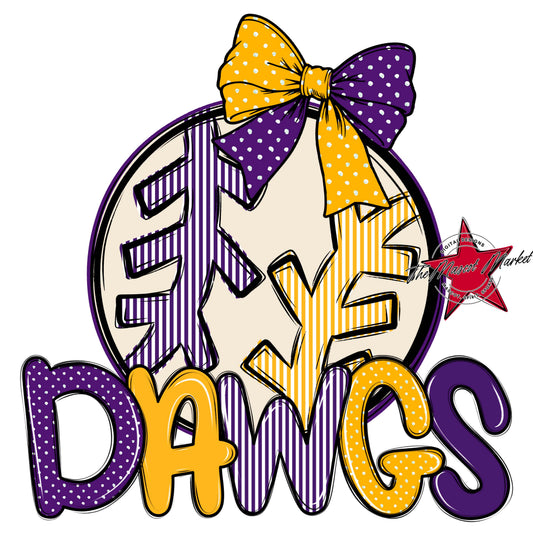 Dawgs Baseball-Softball Spirit Design-Purple & Yellow