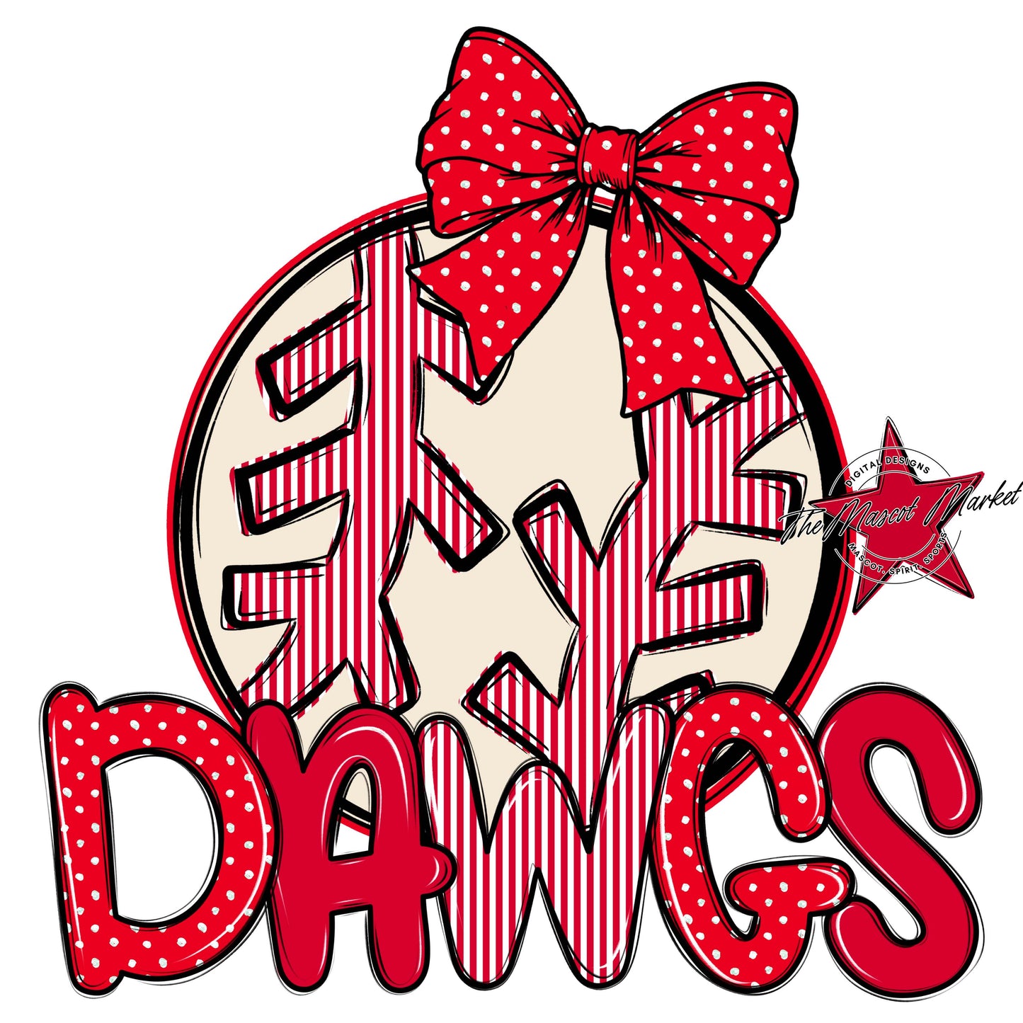 Dawgs Baseball-Softball Spirit Design-Red