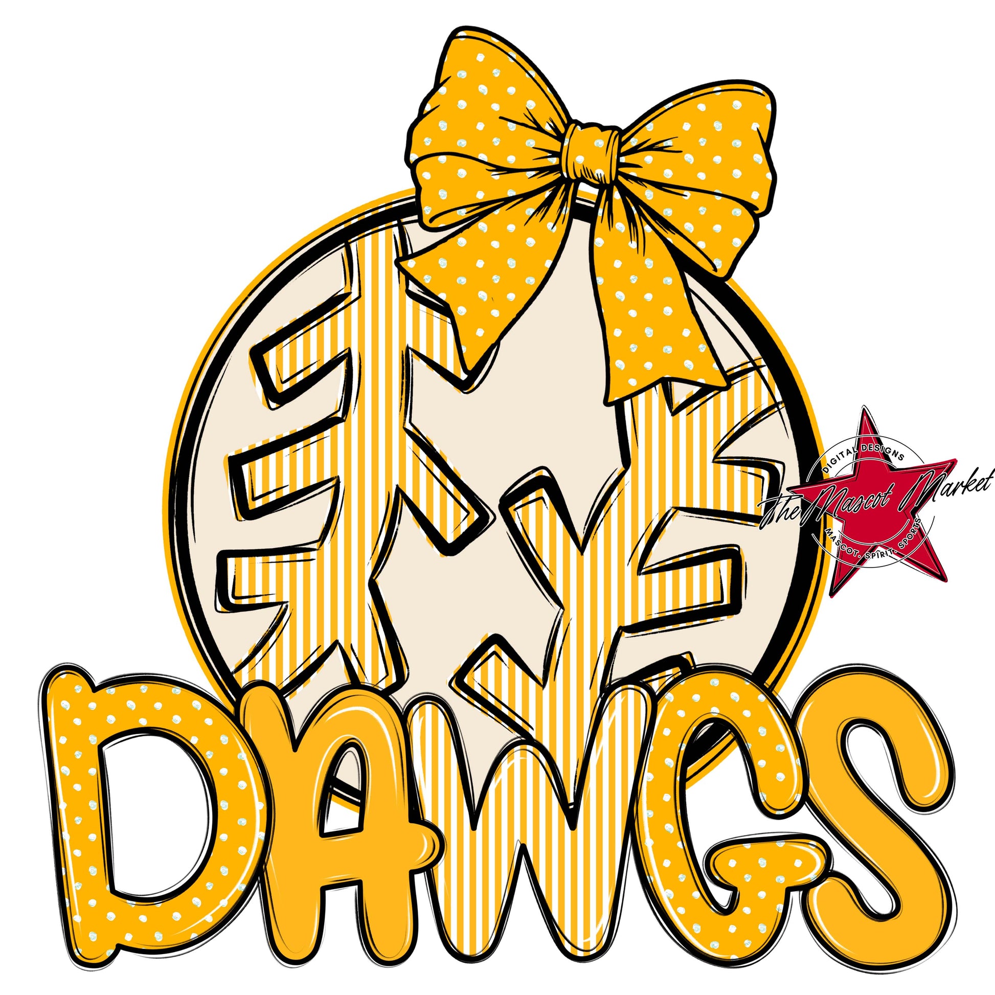 Dawgs Baseball-Softball Spirit Design-Yellow