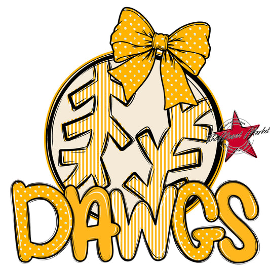 Dawgs Baseball-Softball Spirit Design-Yellow