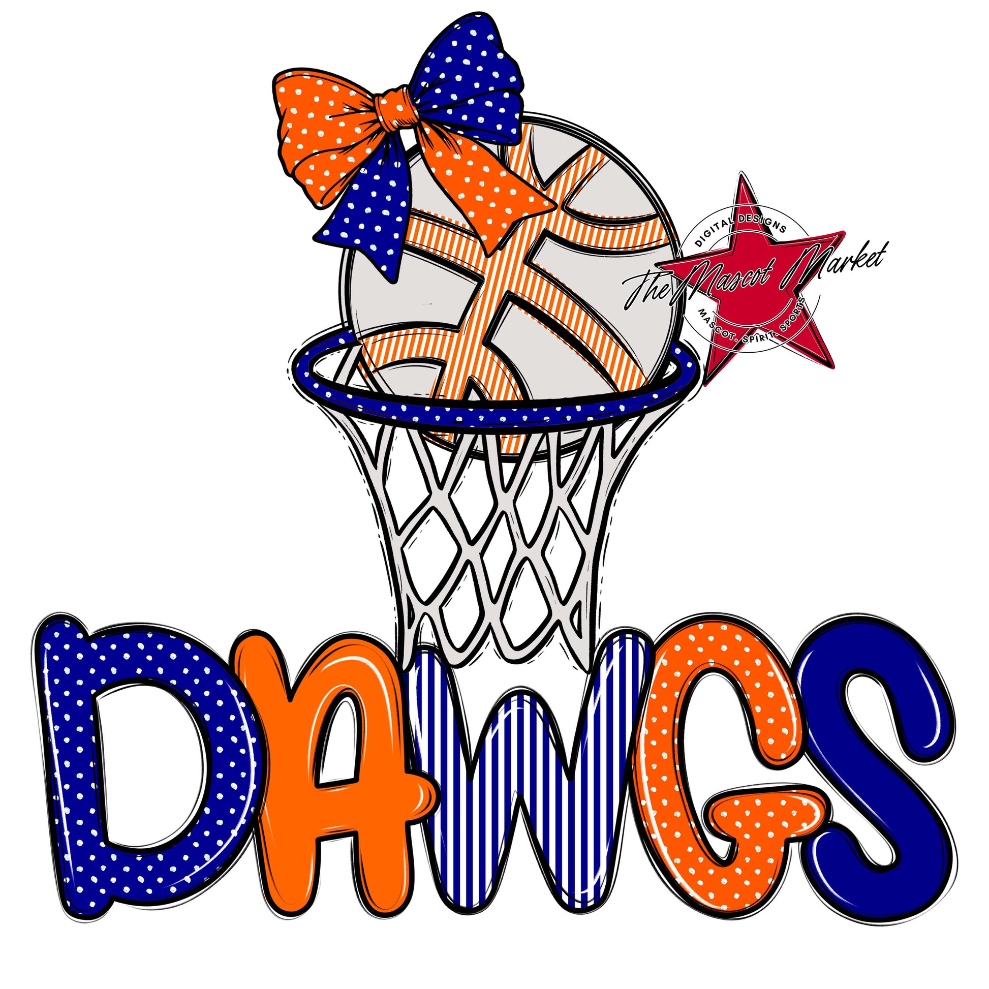 Dawgs Basketball Spirit Design-Blue & Orange