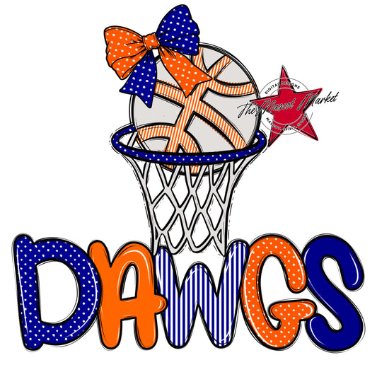 Dawgs Basketball Spirit Design-Blue & Orange