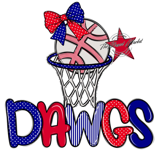 Dawgs Basketball Spirit Design-Blue & Red