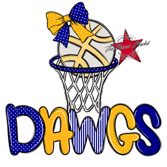 Dawgs Basketball Spirit Design-Blue & Yellow