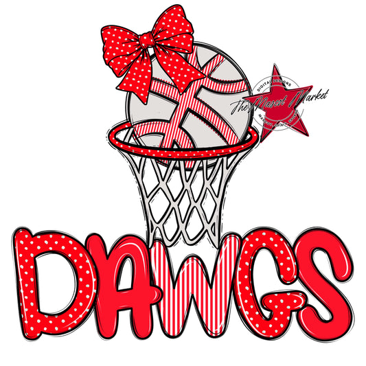 Dawgs Basketball Spirit Design-Bright Red