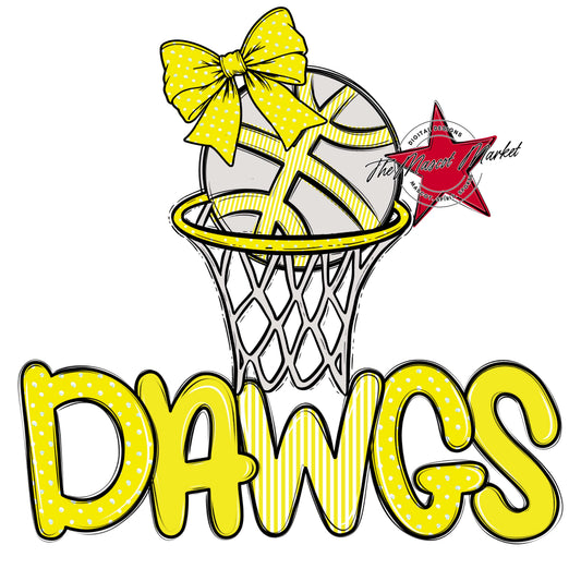Dawgs Basketball Spirit Design-Bright Yellow