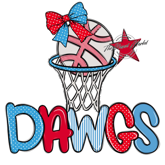 Dawgs Basketball Spirit Design-Carolina Blue & Red
