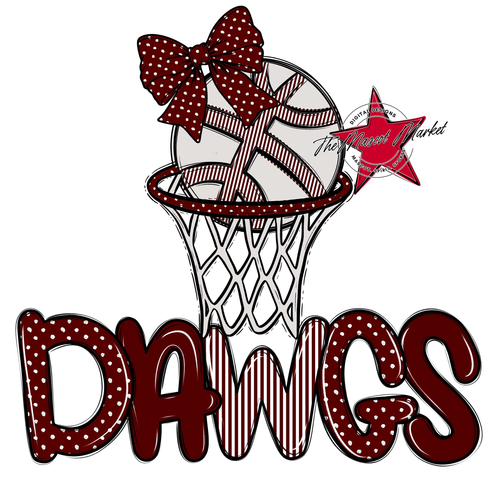 Dawgs Basketball Spirit Design-Maroon