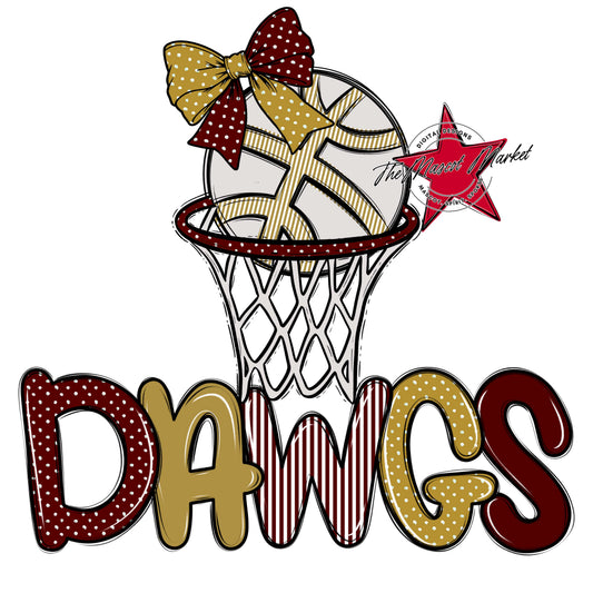 Dawgs Basketball Spirit Design-Maroon & Gold