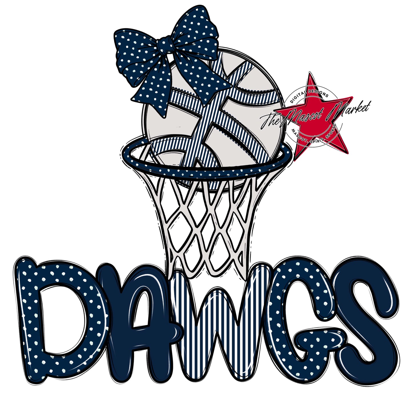 Dawgs Basketball Spirit Design-Navy
