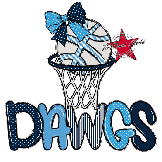 Dawgs Basketball Spirit Design-Navy & Carolina Blue