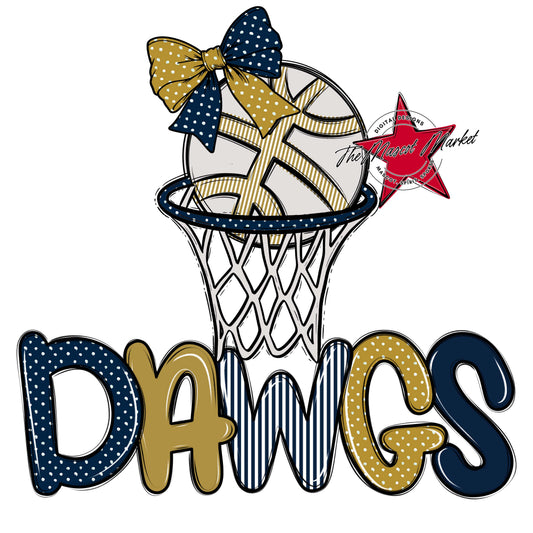 Dawgs Basketball Spirit Design-Navy & Gold