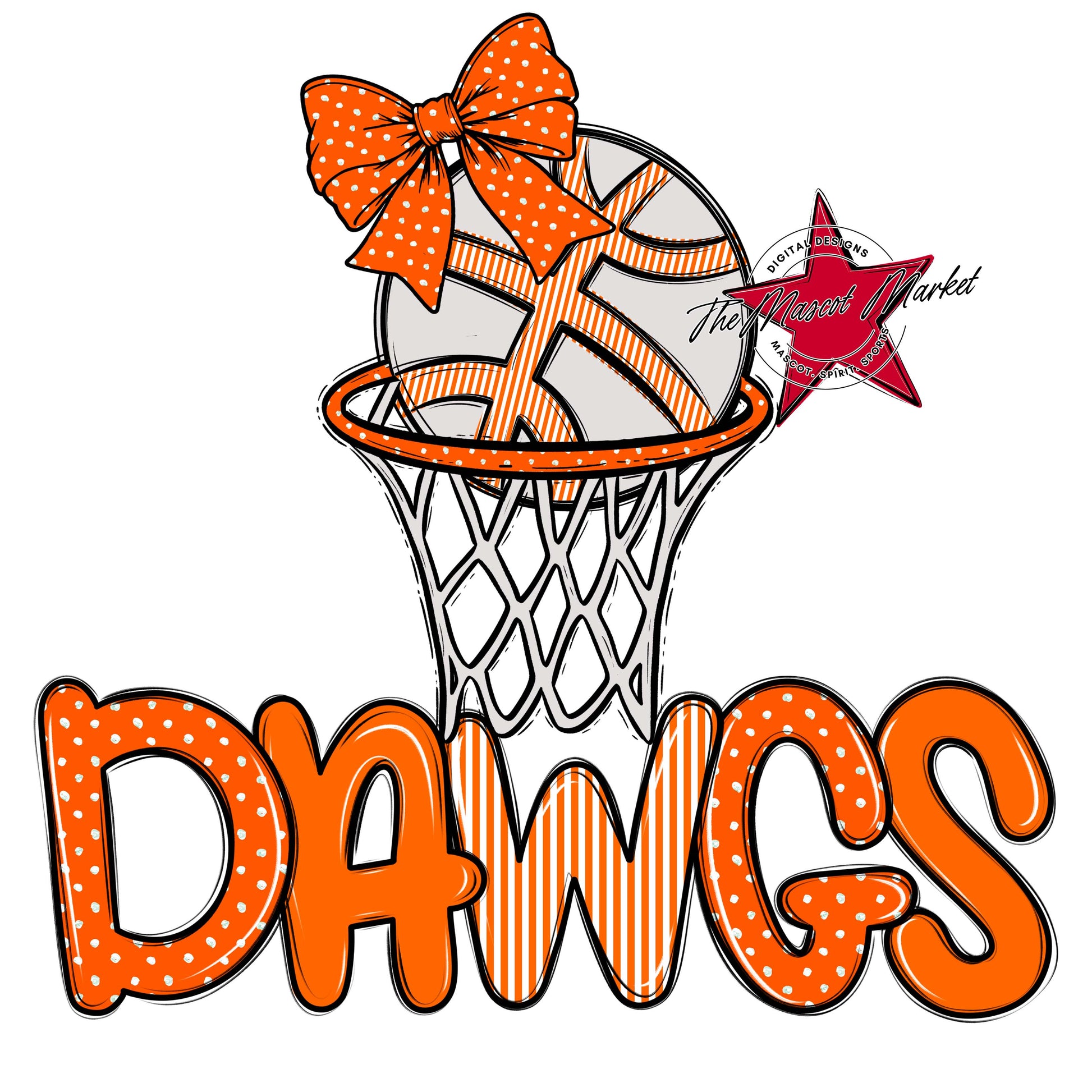 Dawgs Basketball Spirit Design-Orange