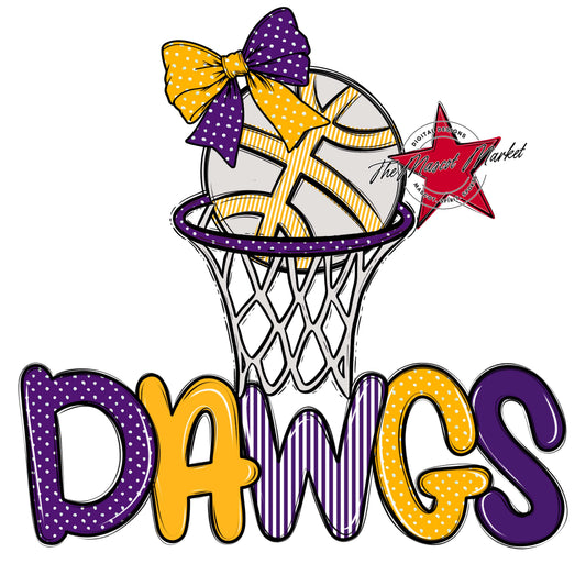 Dawgs Basketball Spirit Design-Purple & Yellow