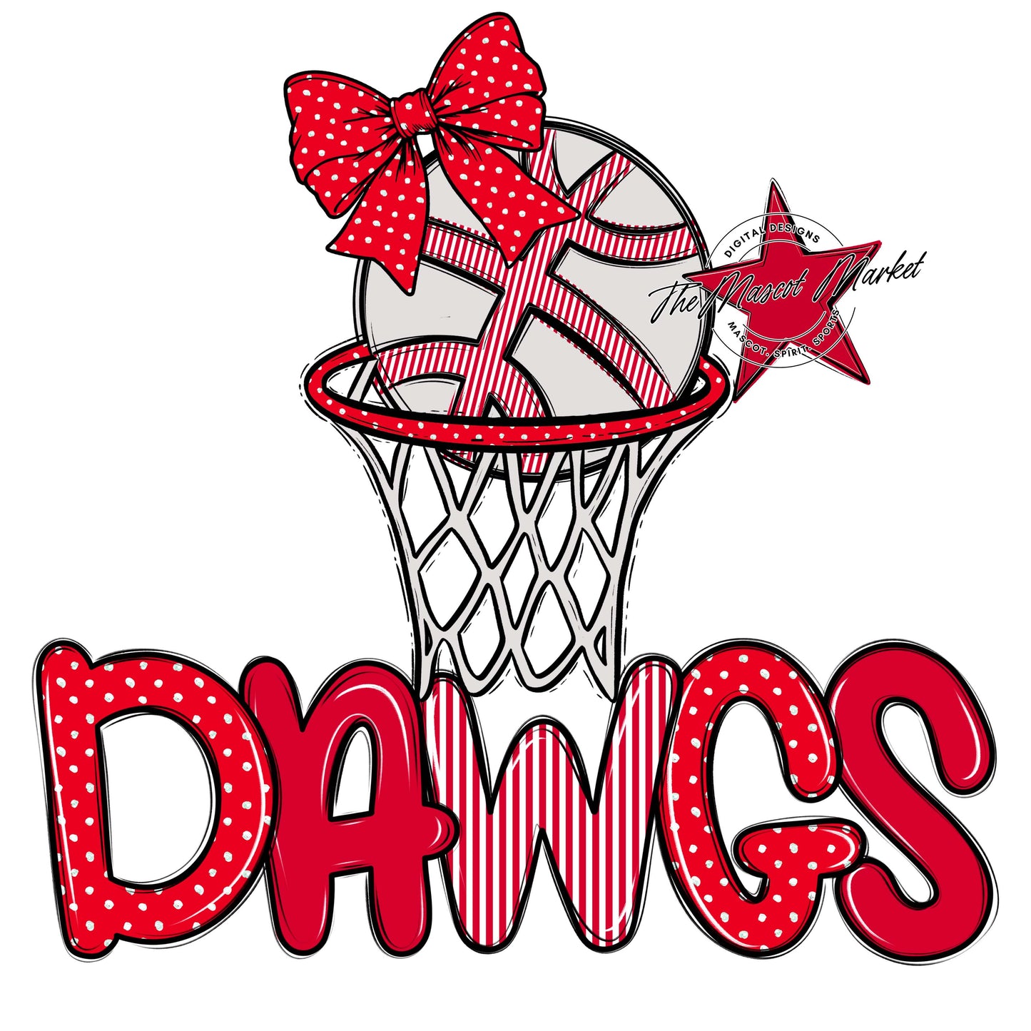 Dawgs Basketball Spirit Design-Red