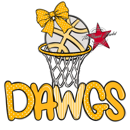 Dawgs Basketball Spirit Design-Yellow