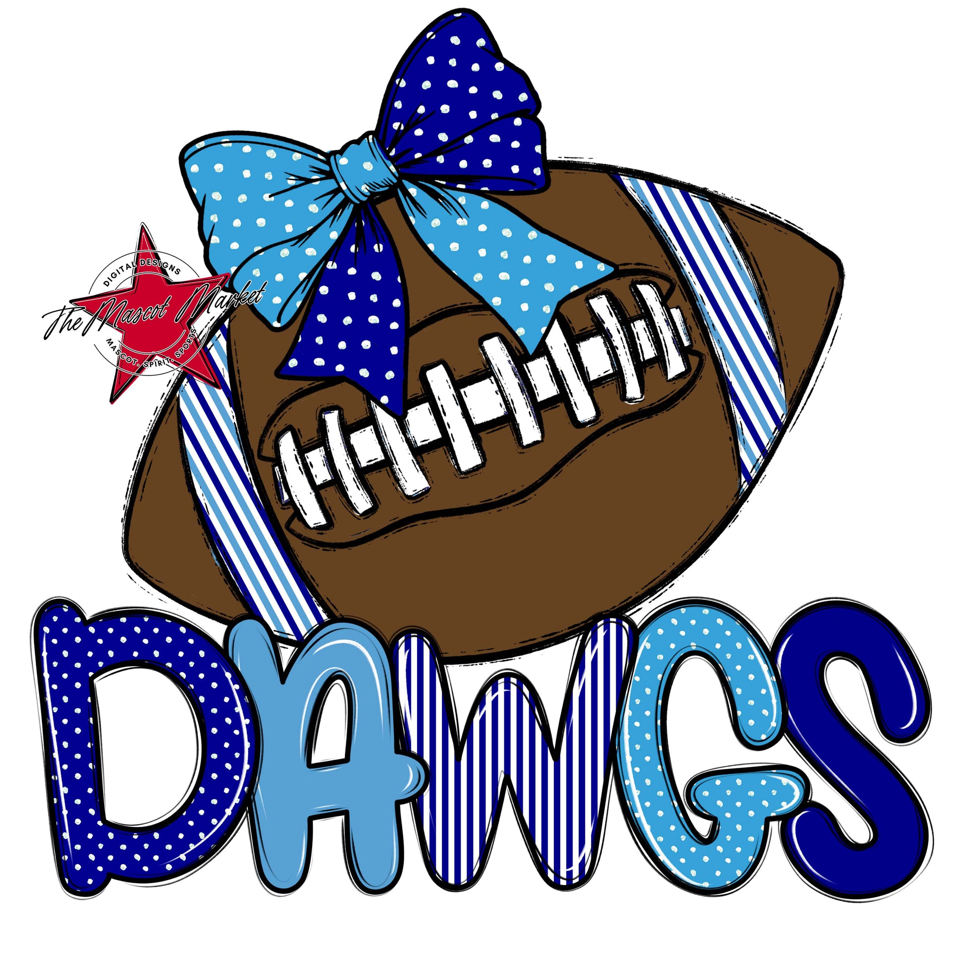 Dawgs Football Spirit Design-Blue & Carolina Blue