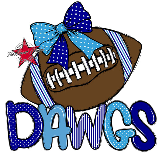 Dawgs Football Spirit Design-Blue & Carolina Blue