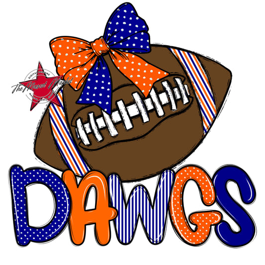 Dawgs Football Spirit Design-Blue & Orange