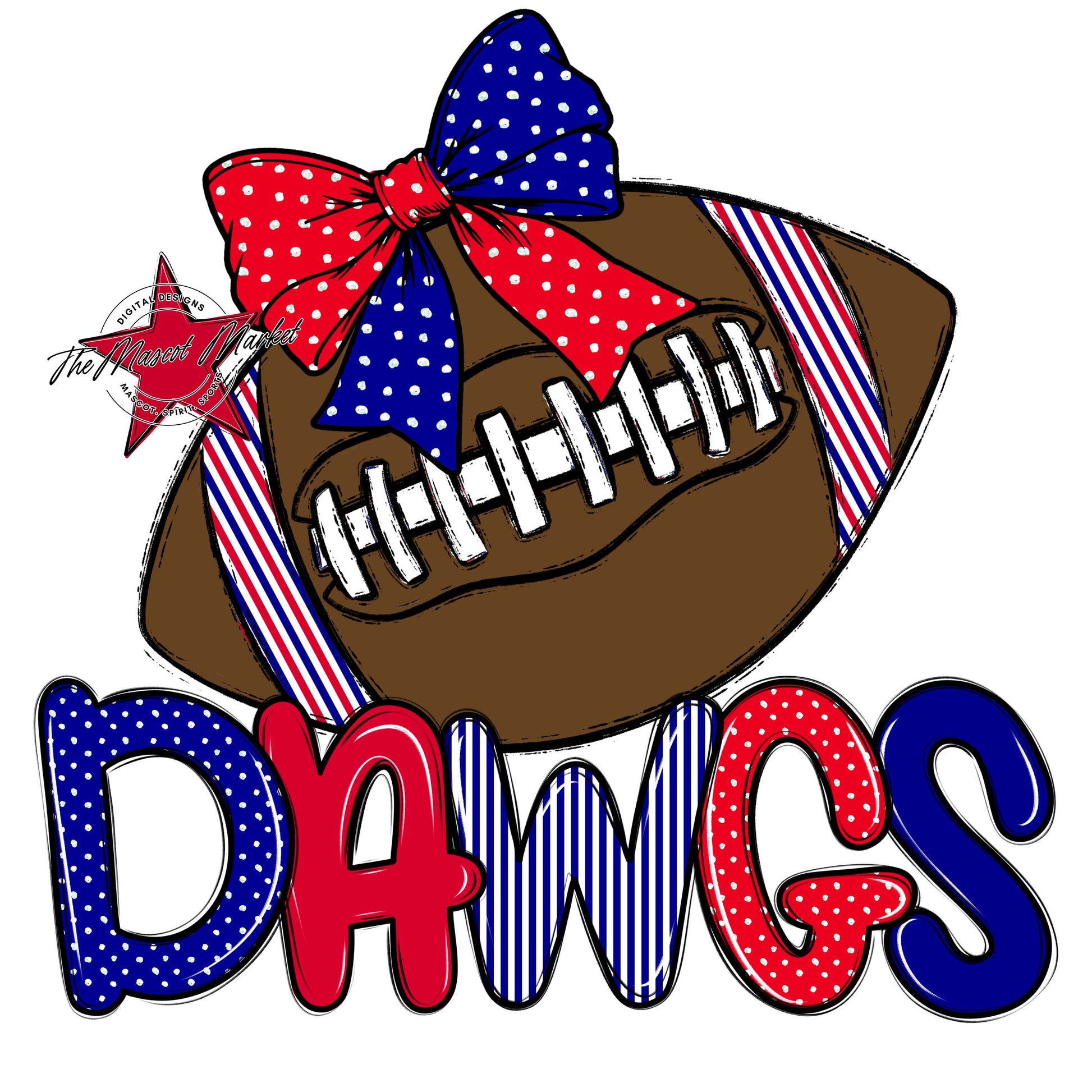 Dawgs Football Spirit Design-Blue & Red