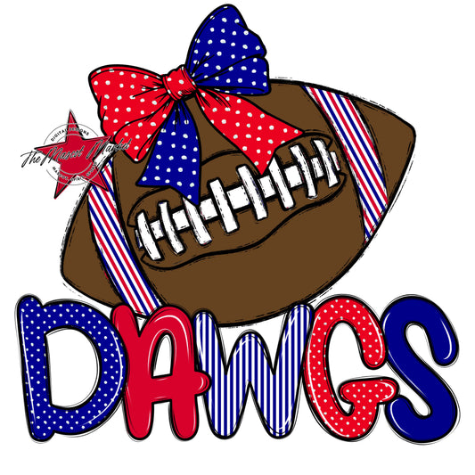 Dawgs Football Spirit Design-Blue & Red