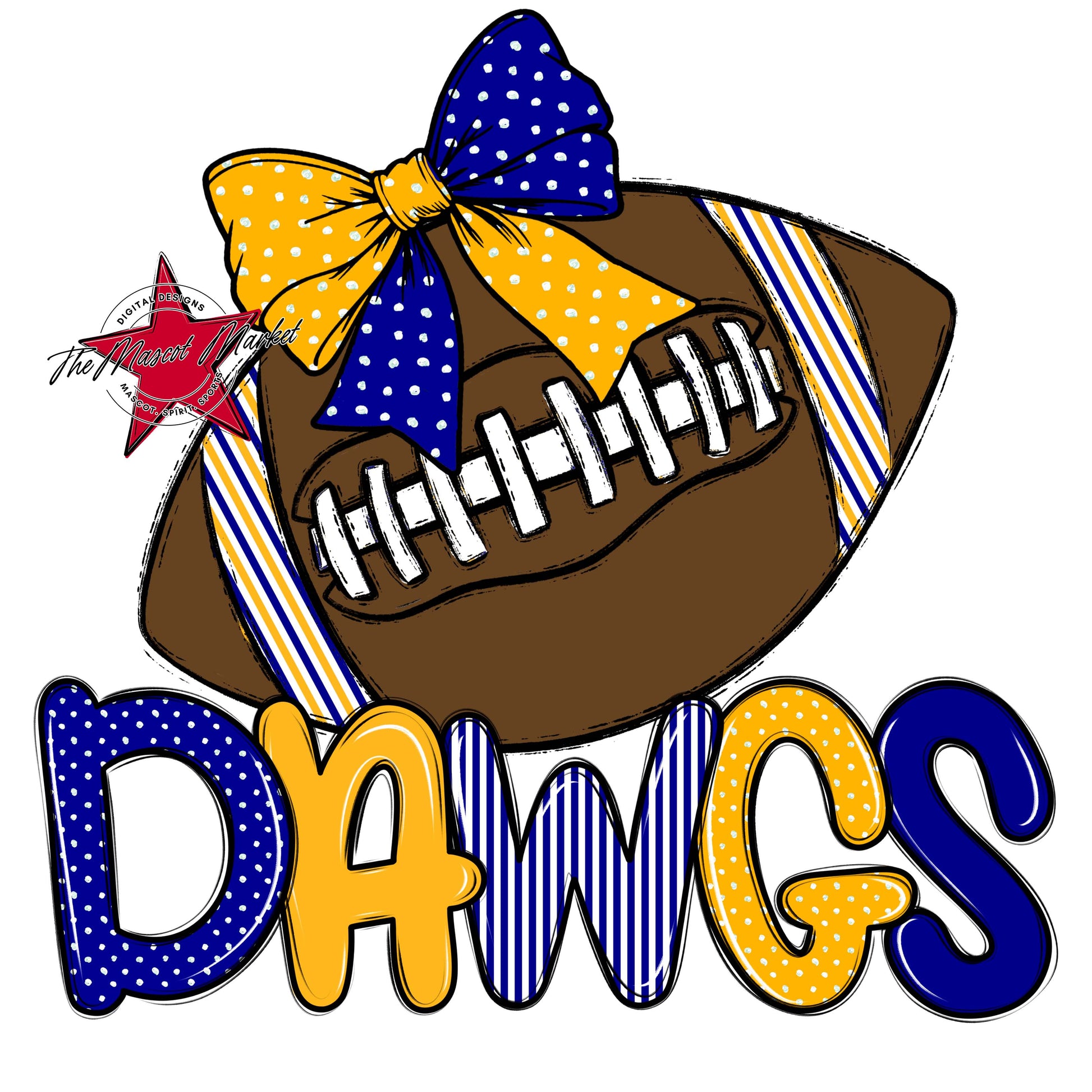 Dawgs Football Spirit Design-Blue & Yellow