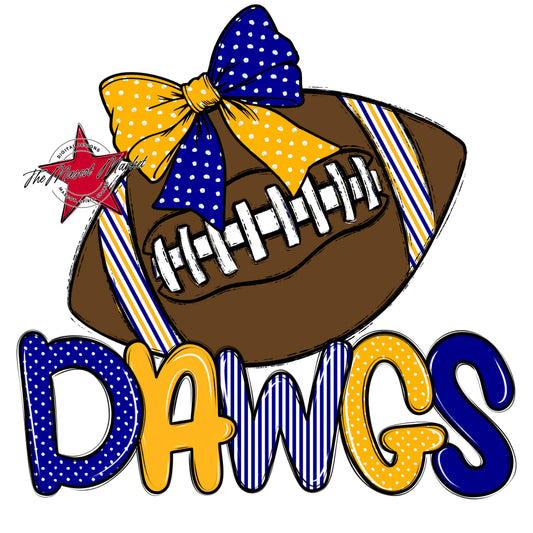Dawgs Football Spirit Design-Blue & Yellow