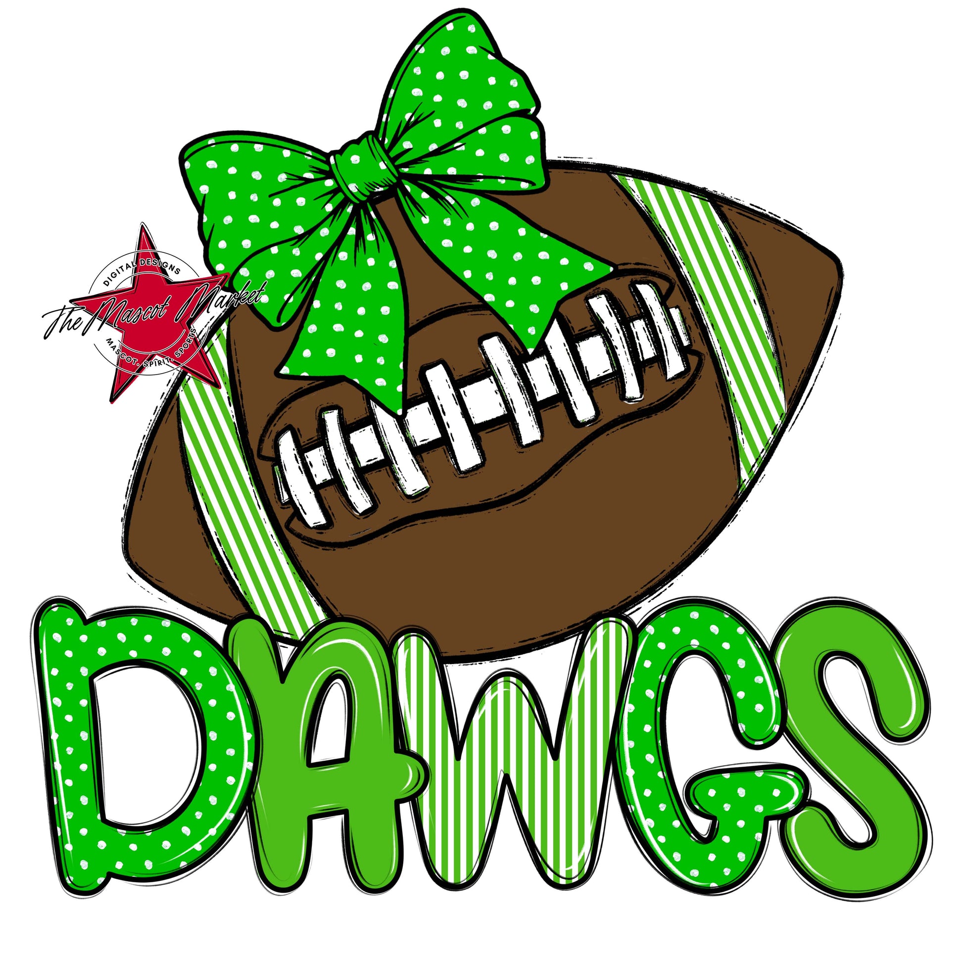 Dawgs Football Spirit Design-Bright Green