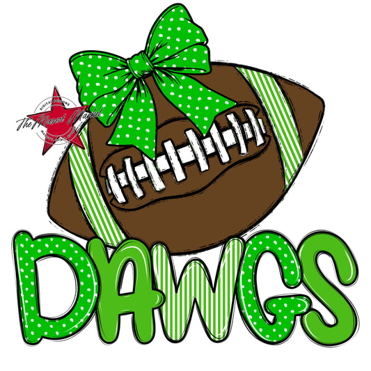 Dawgs Football Spirit Design-Bright Green