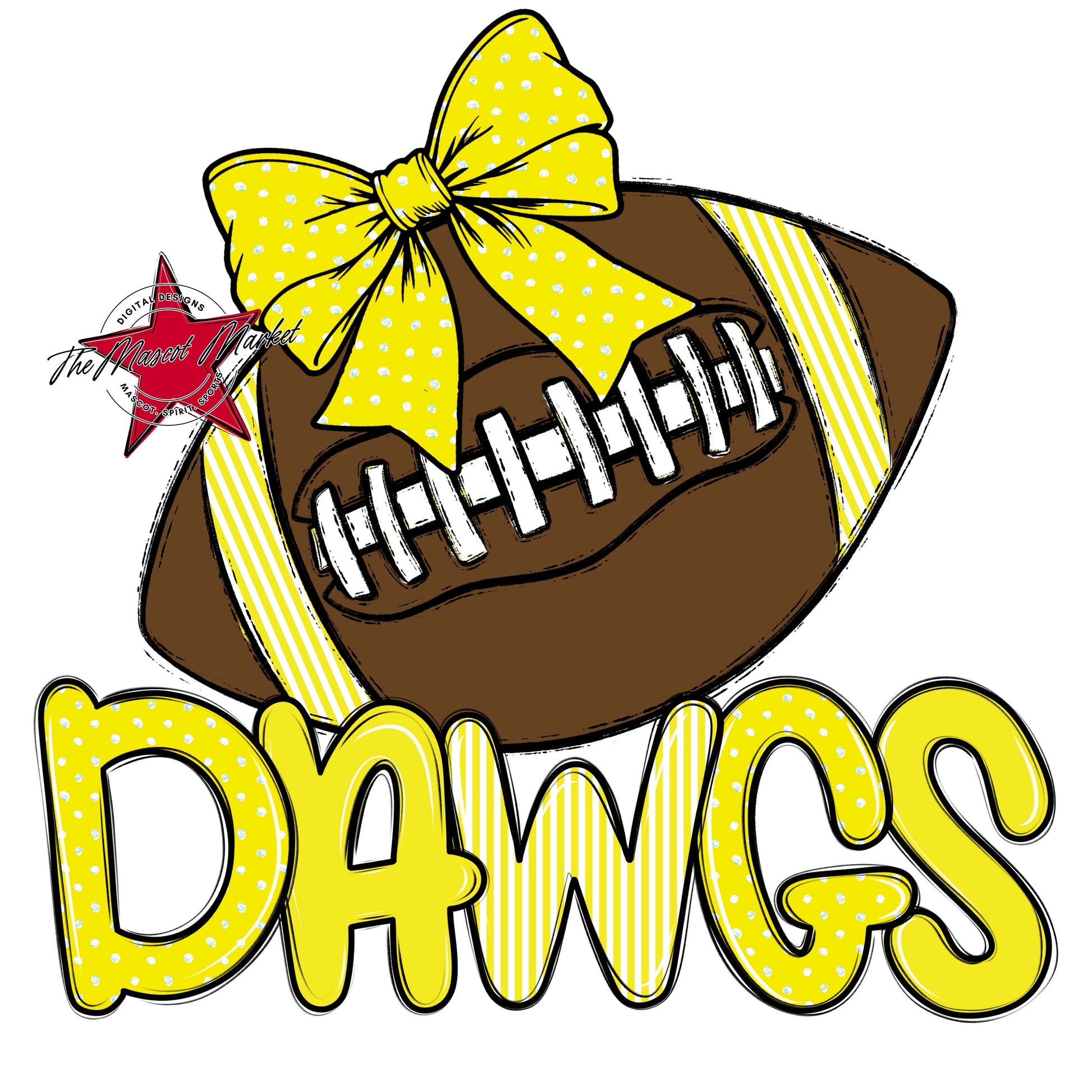 Dawgs Football Spirit Design-Bright Yellow