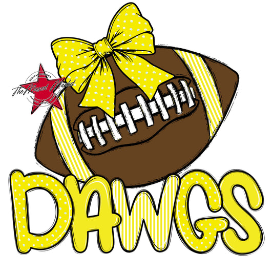 Dawgs Football Spirit Design-Bright Yellow