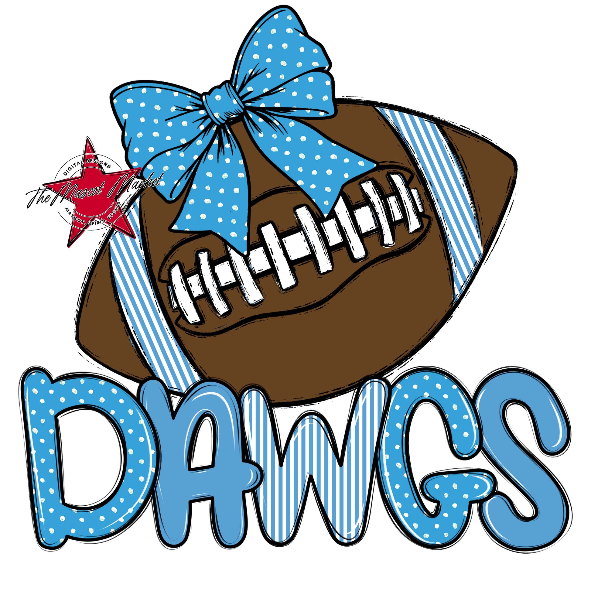 Dawgs Football Spirit Design-Carolina Blue