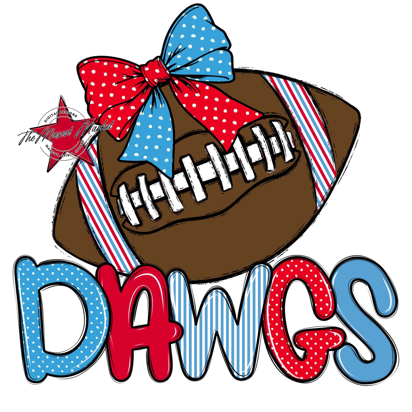Dawgs Football Spirit Design-Carolina Blue & Red