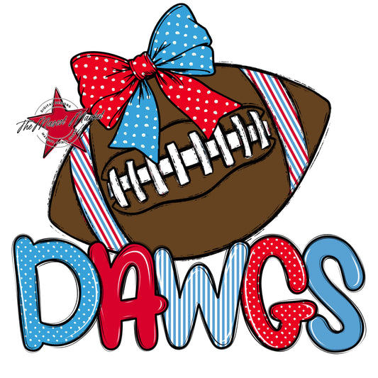 Dawgs Football Spirit Design-Carolina Blue & Red