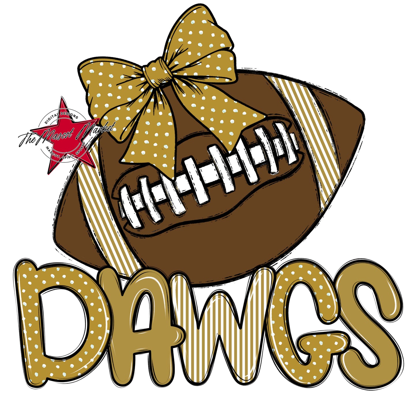 Dawgs Football Spirit Design-Gold