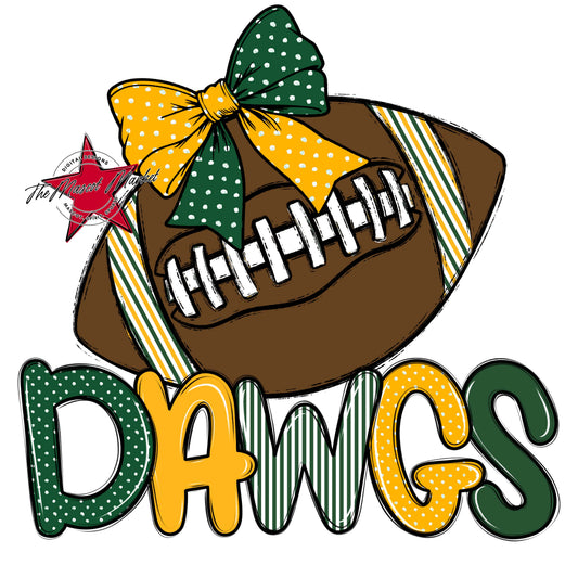 Dawgs Football Spirit Design-Green & Yellow