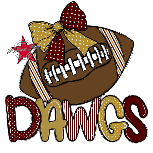 Dawgs Football Spirit Design-Maroon & Gold
