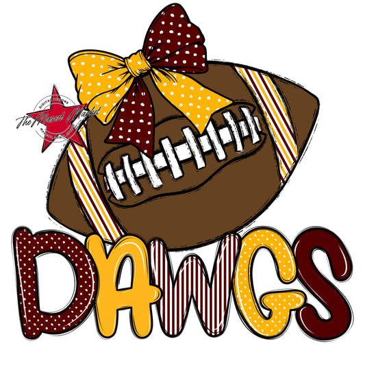 Dawgs Football Spirit Design-Maroon & Yellow
