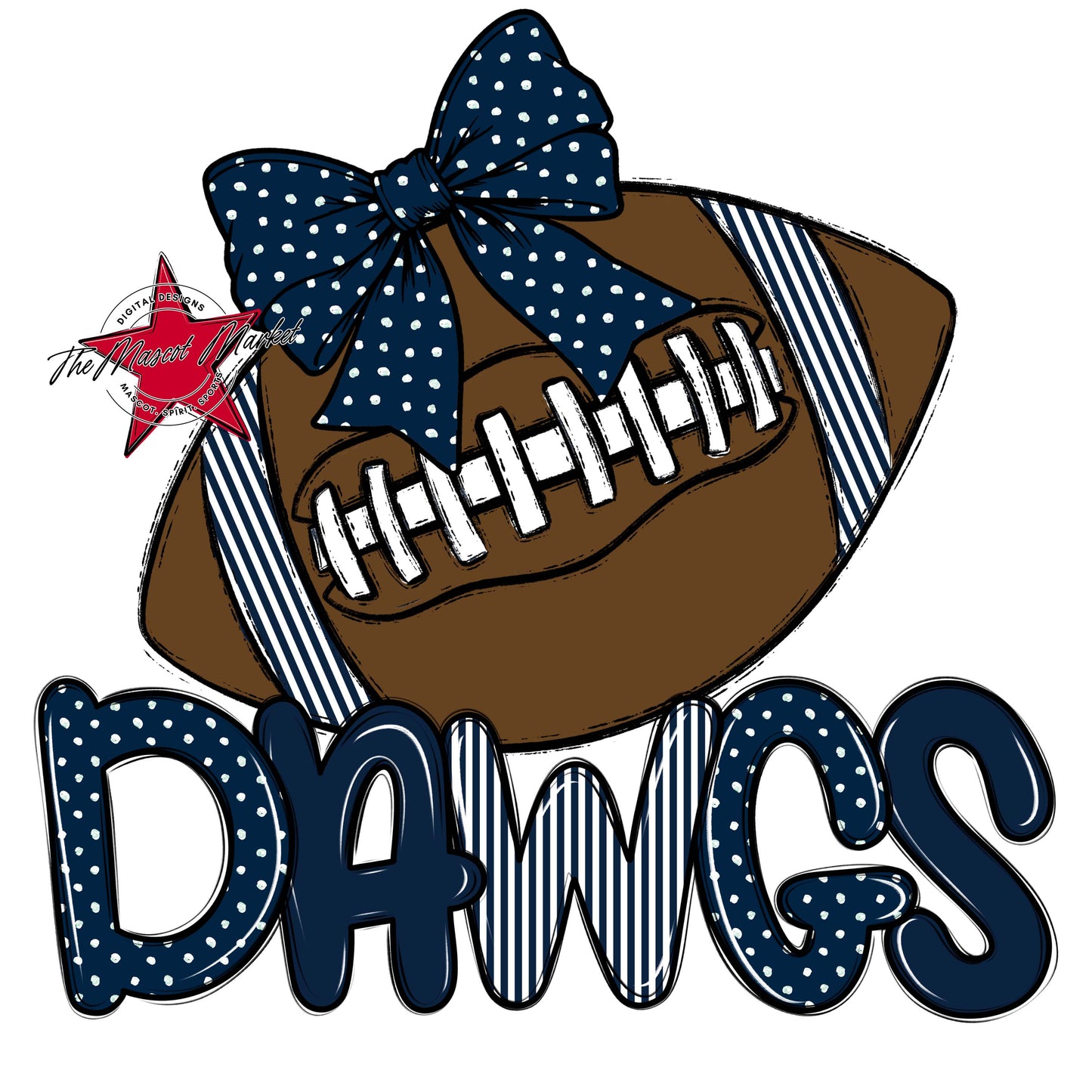 Dawgs Football Spirit Design-Navy