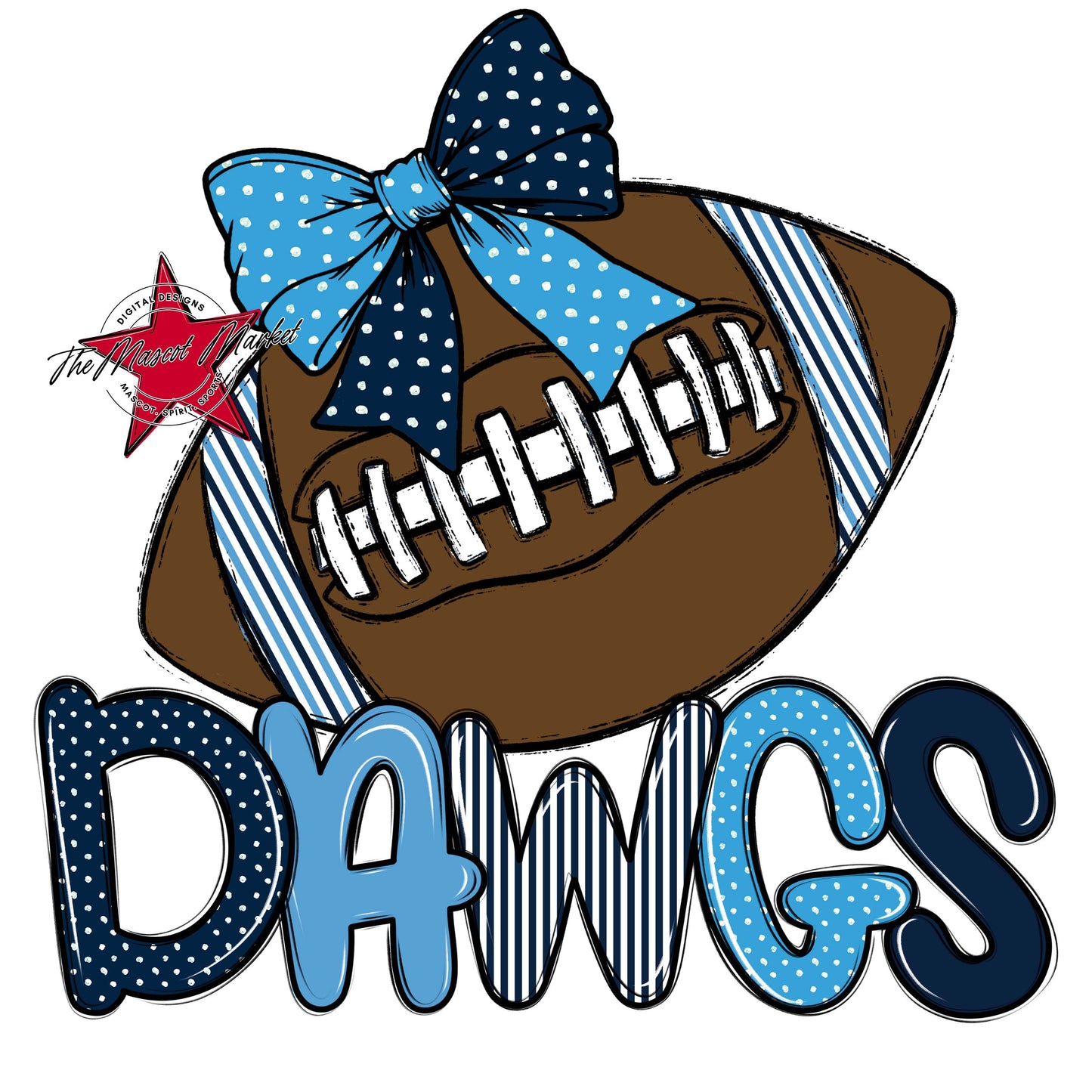 Dawgs Football Spirit Design-Navy & Carolina Blue
