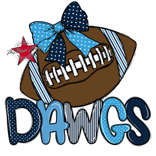 Dawgs Football Spirit Design-Navy & Carolina Blue