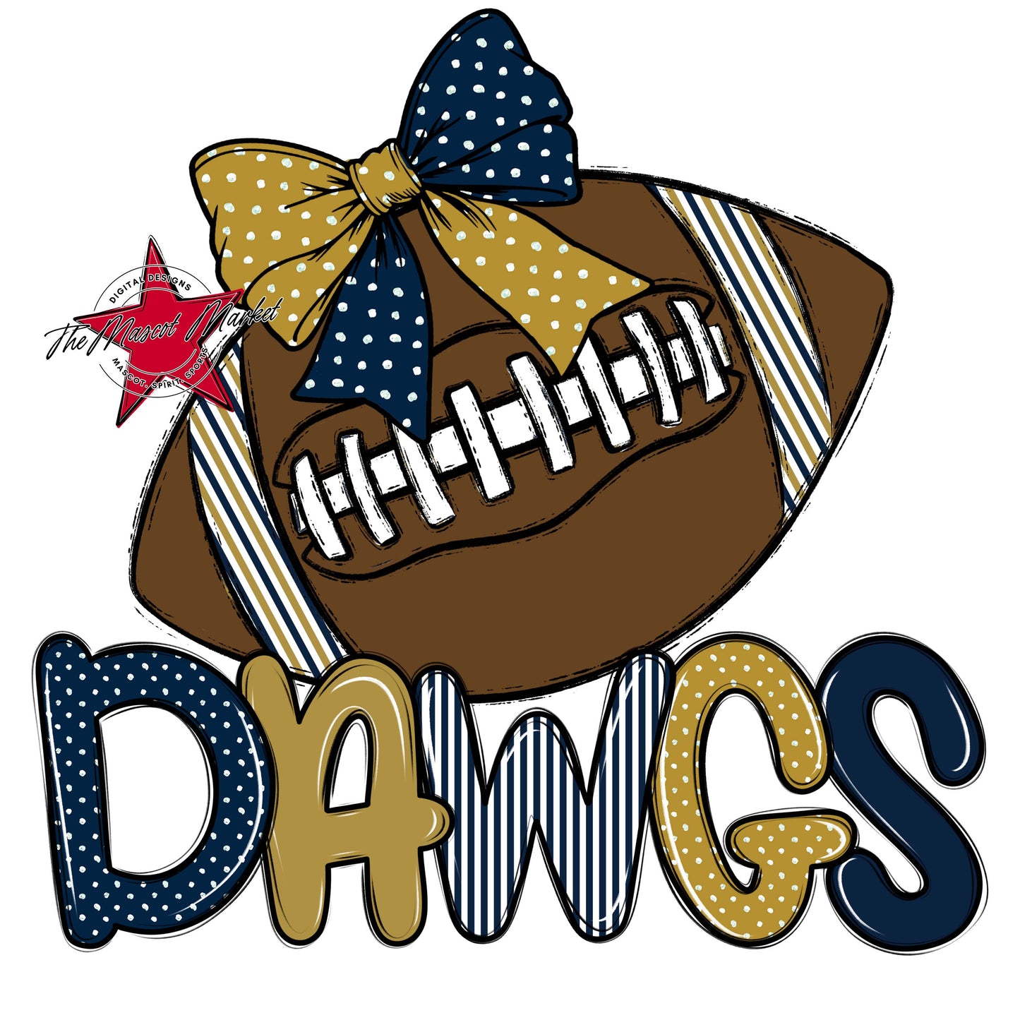 Dawgs Football Spirit Design-Navy & Gold
