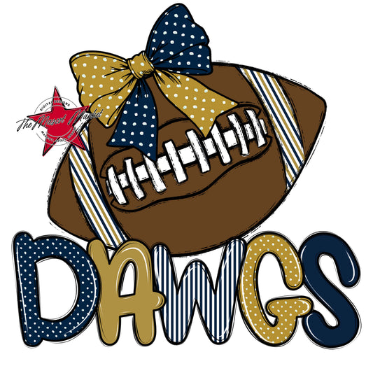 Dawgs Football Spirit Design-Navy & Gold