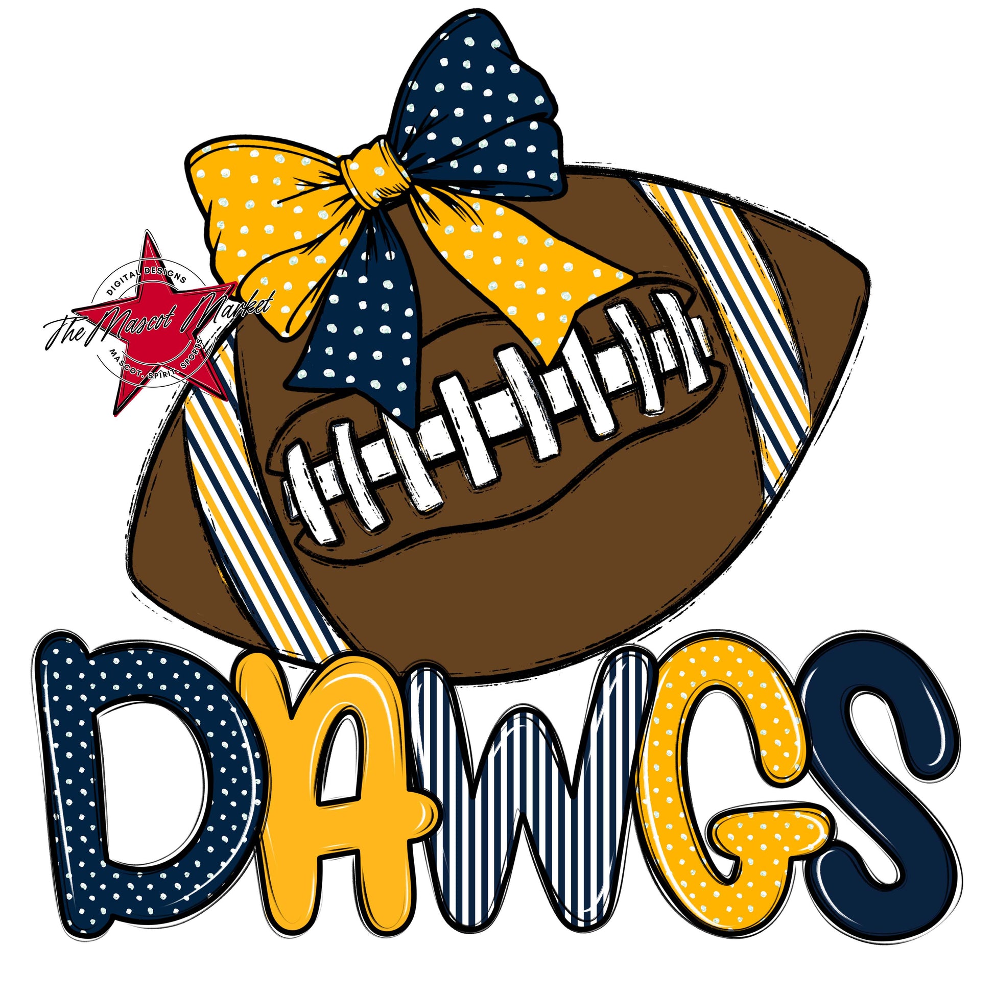 Dawgs Football Spirit Design-Navy & Yellow