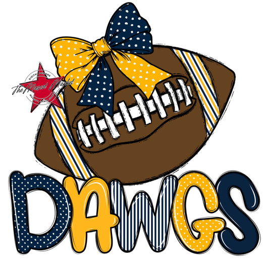 Dawgs Football Spirit Design-Navy & Yellow