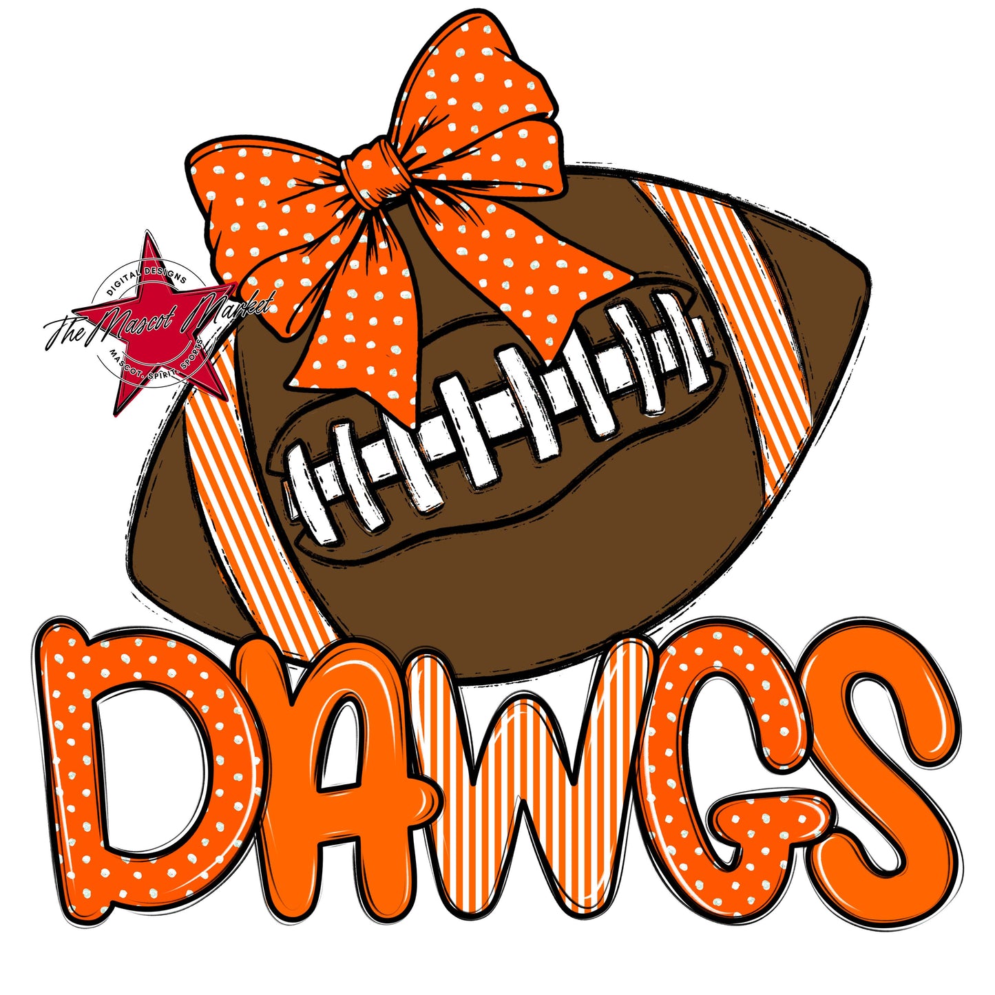 Dawgs Football Spirit Design-Orange