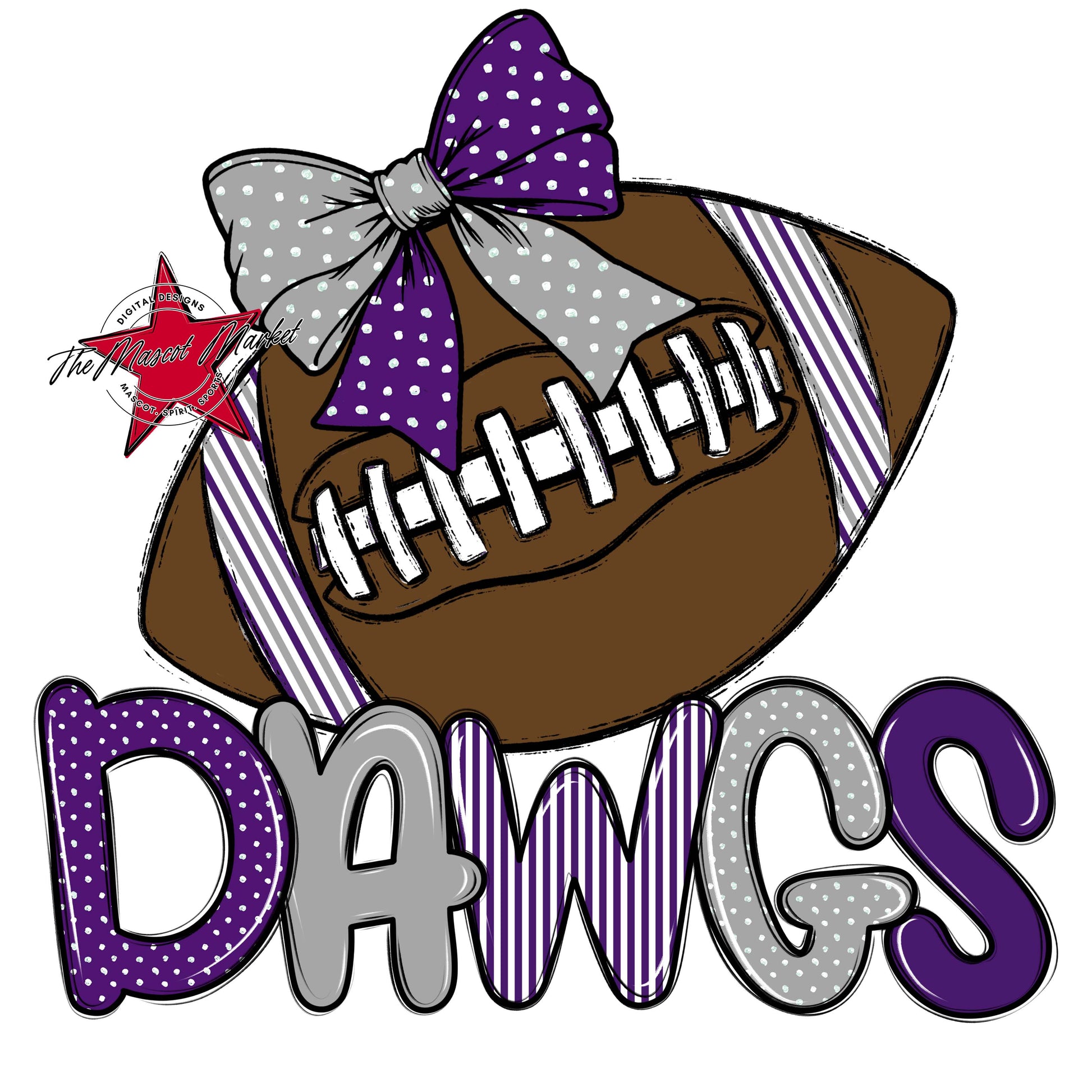 Dawgs Football Spirit Design-Purple & Grey