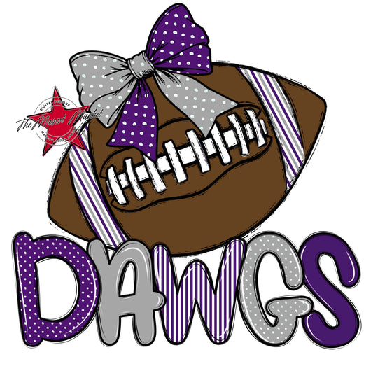 Dawgs Football Spirit Design-Purple & Grey