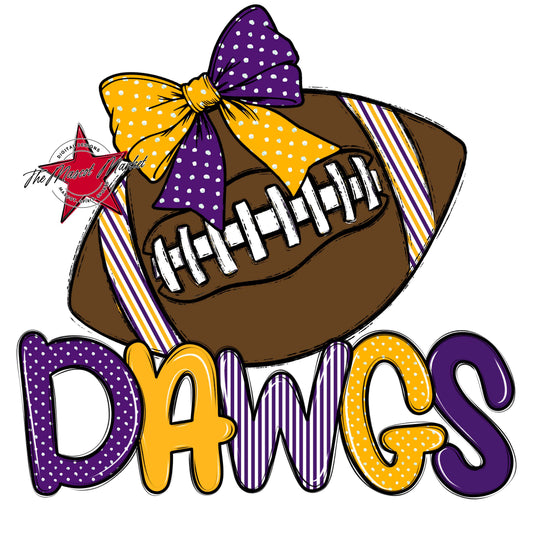 Dawgs Football Spirit Design-Purple & Yellow