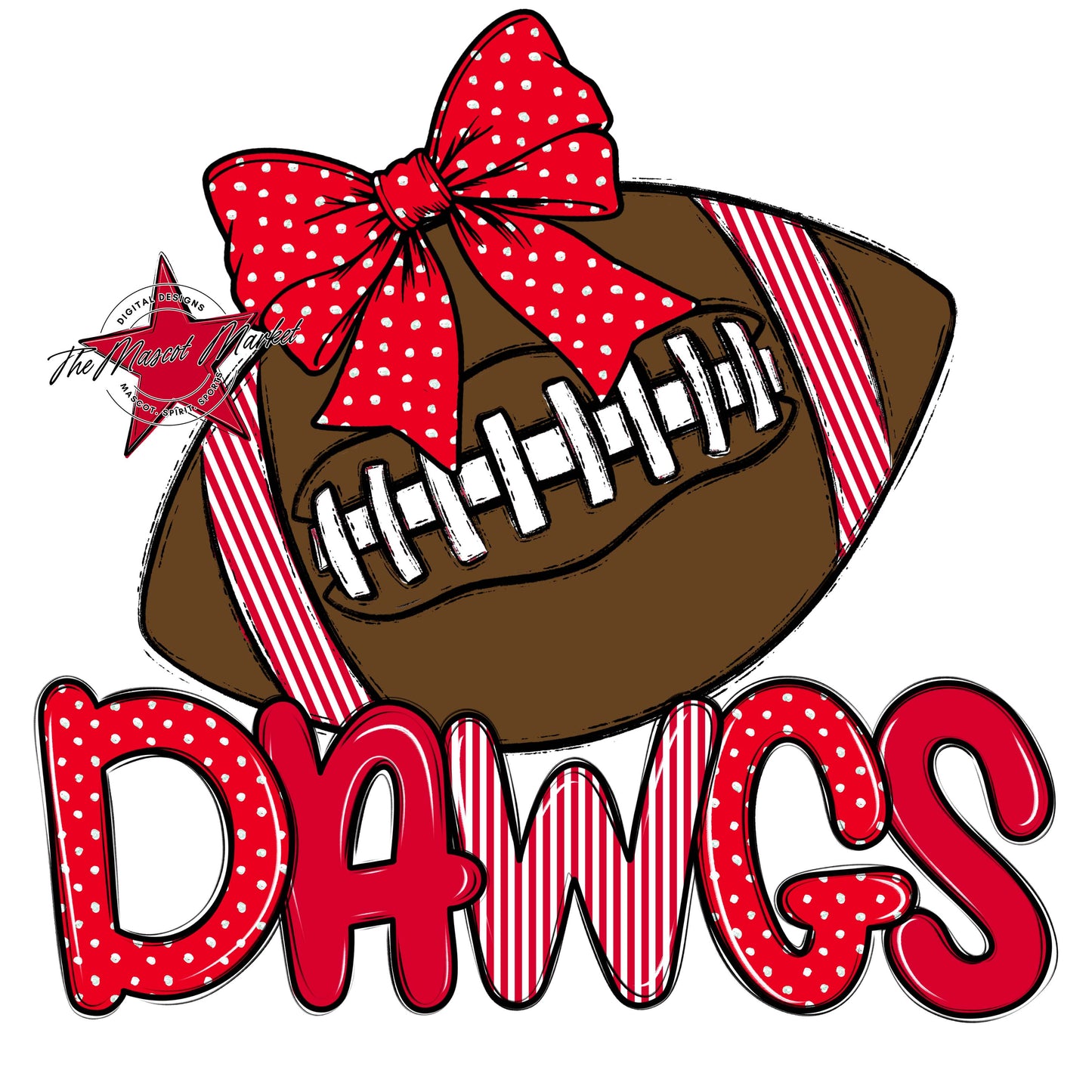 Dawgs Football Spirit Design-Red